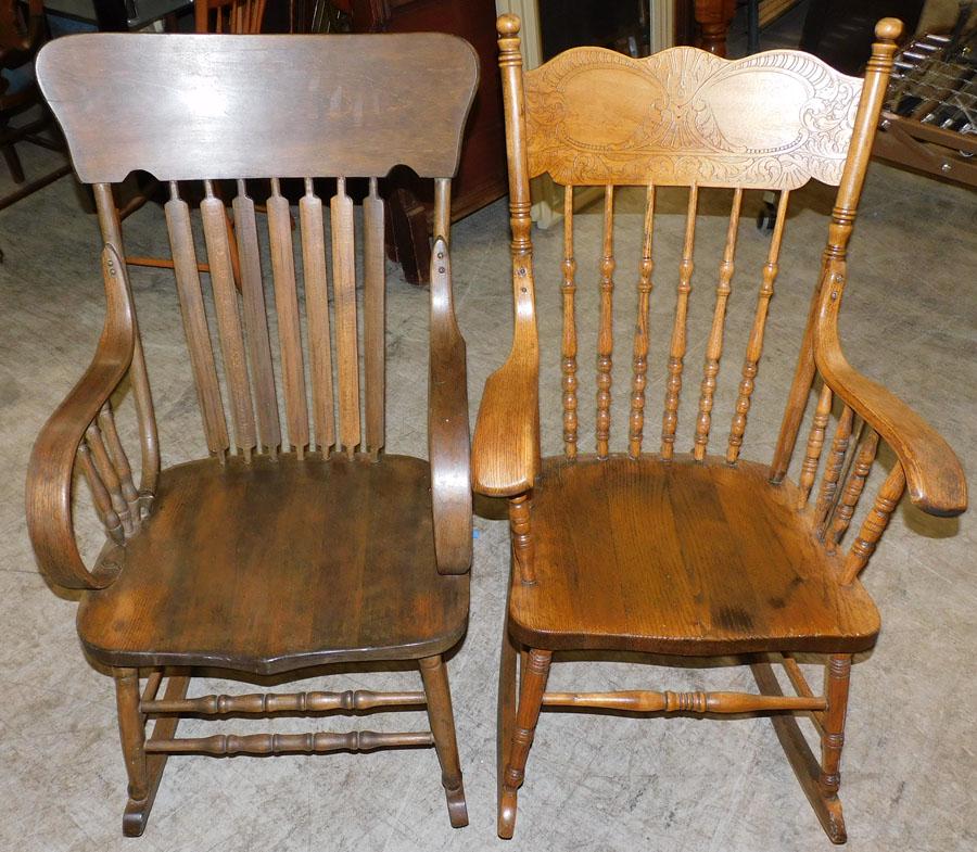 Oak Rocker & Walnut Rocker: Oak Rocker & Walnut Rocker. 40 1/2' H - Tallest