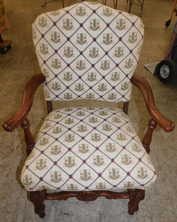 Walnut Upholstered Arm Chair (1 of 4)