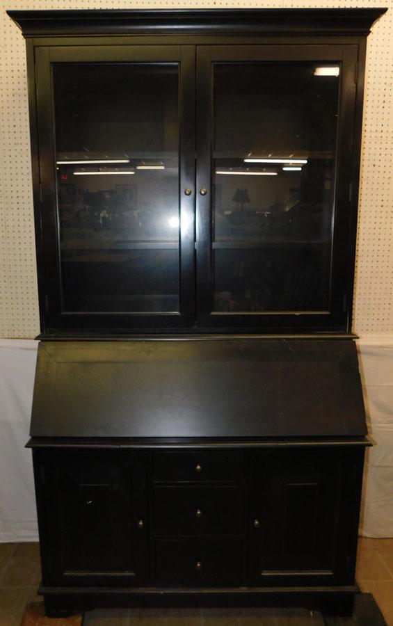 Black Lacquered Secretary Bookcase By Pottery Barn (1 of 8)