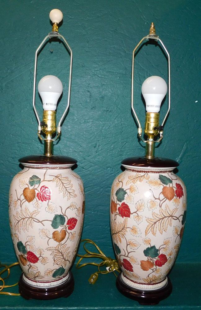 Pair Oriental Vases Made Into Lamps (1 of 2)