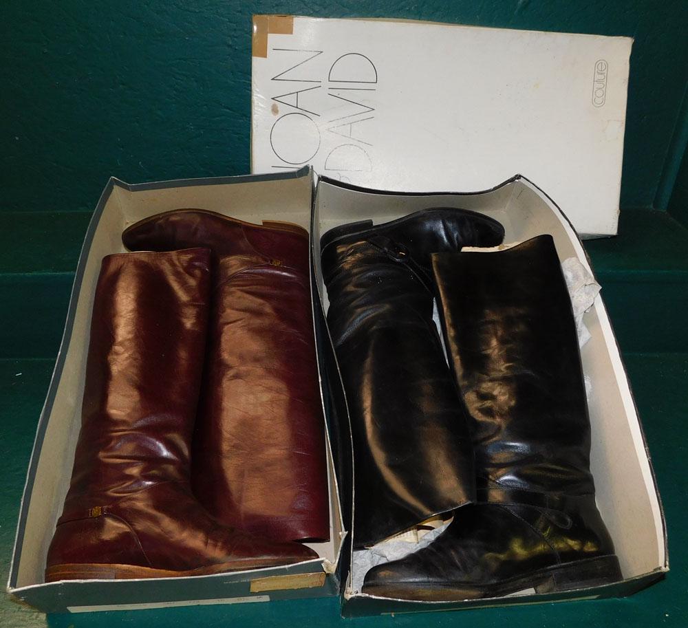 Two Pair Italian Leather Ladies Boots Size 8 1/2" (1 of 4)