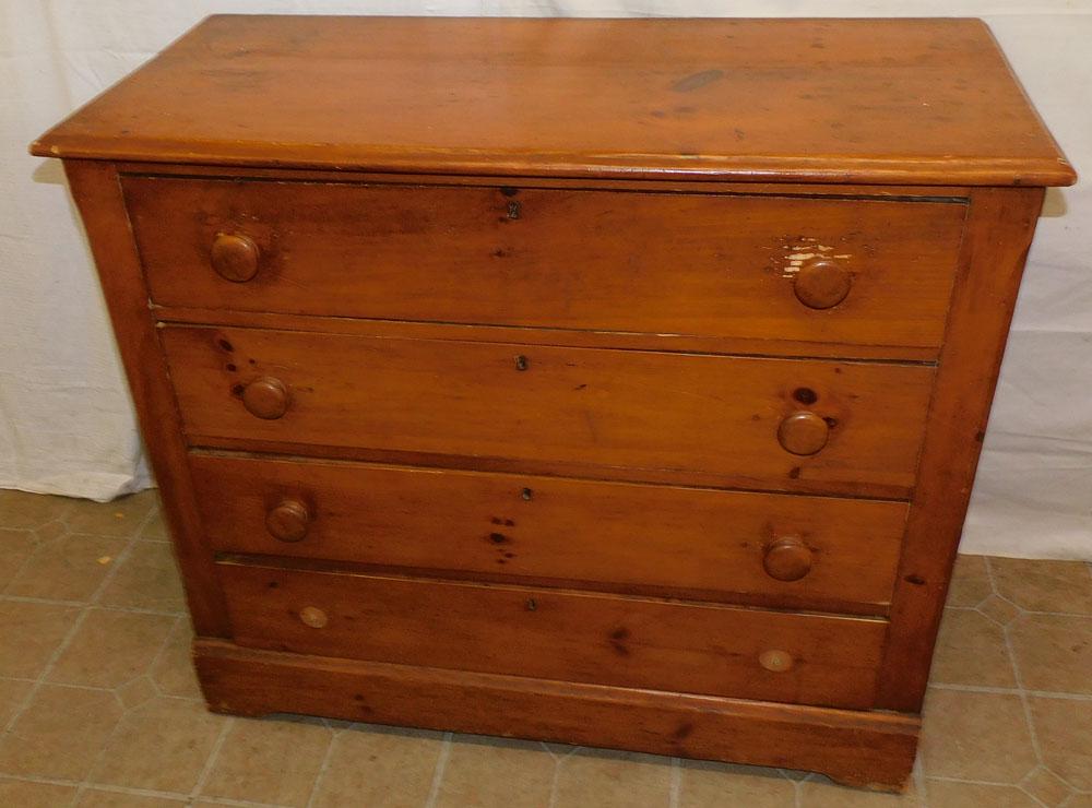 Antique Pine 4 Drawer Chest (1 of 5)
