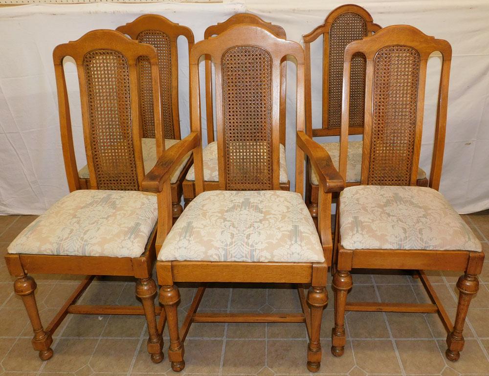 Set 6 Oak Cane Back Dining Chairs (1 of 4)