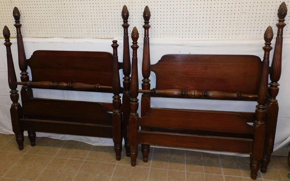 Pair Mahogany Single Beds (1 of 3)