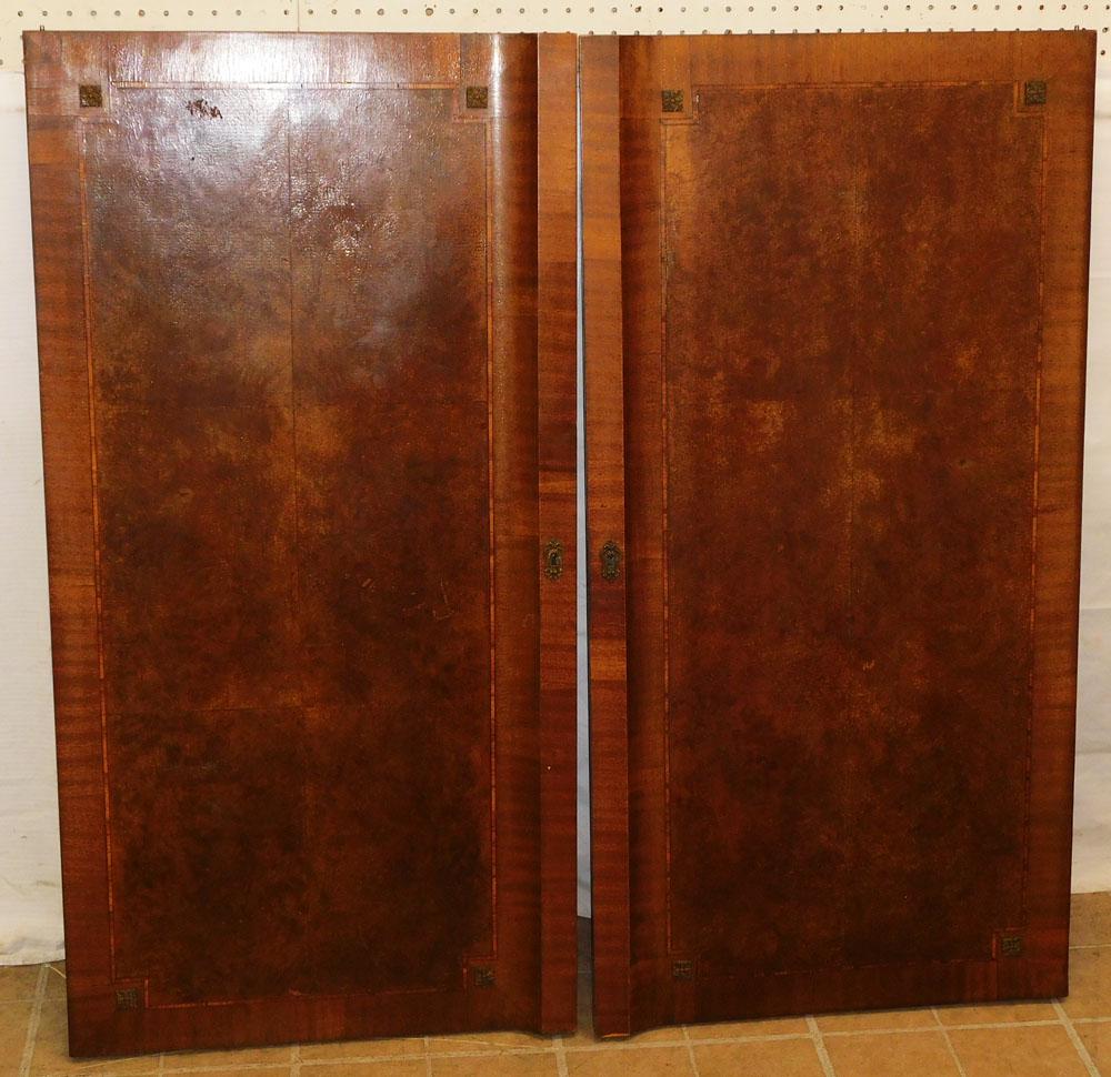 Pair Burl Walnut Inlaid Cabinet Doors (1 of 2)
