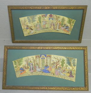 (2) framed hp ivory or bone Easter scenes.: (2) framed hand painted ivory or bone Easter scenes.