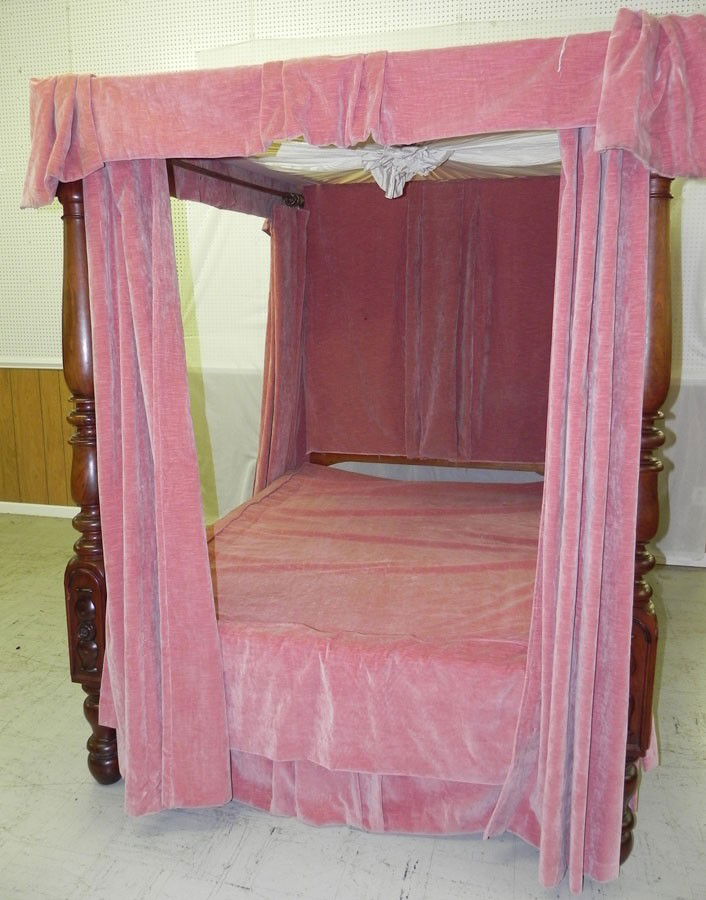 Four poster mahogany dbl tester bed w/ canopy.: Four poster mahogany double tester bed with canopy.