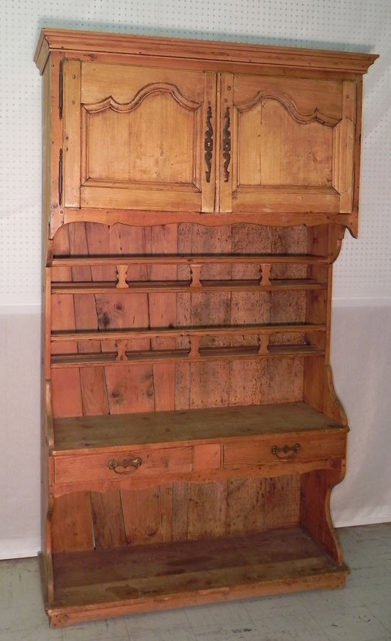 19th century pickled pine French wall cupboard.: 19th century pickled pine French wall cupboard. 46" wide 15" deep x 81 1/2" tall.