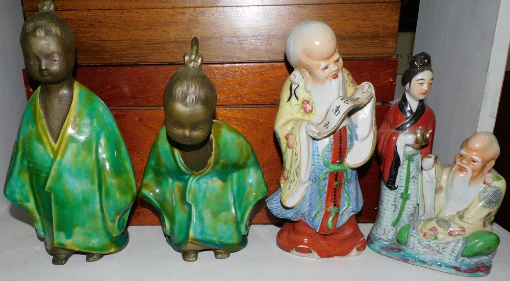 2 Ceramic & 2 Porcelain Oriental Figurines (1 of 3)