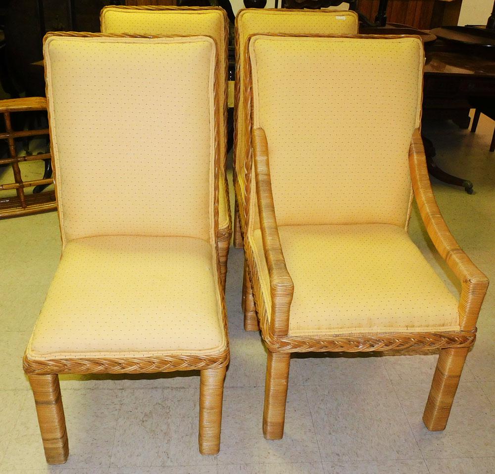 Set of 4 Wicker & Rattan Dining Chairs (1 of 4)