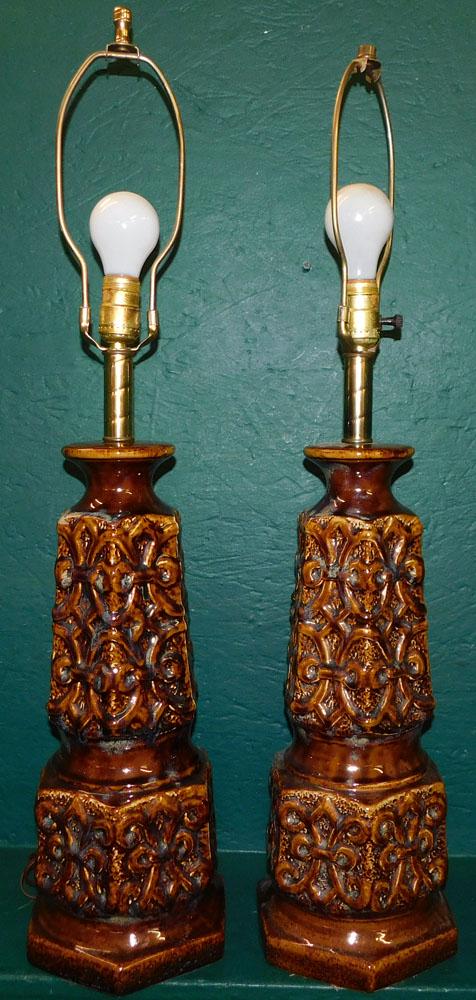 Pair of Pottery Decorative Lamps: Pair of Pottery Decorative Lamps. 33" H