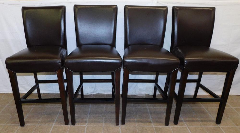 Set of 4 Upholstered & Wood Barstools (1 of 5)