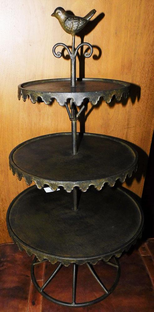 3 Tier Metal & Wrought Iron Dessert Stand with Bird Motif (1 of 1)