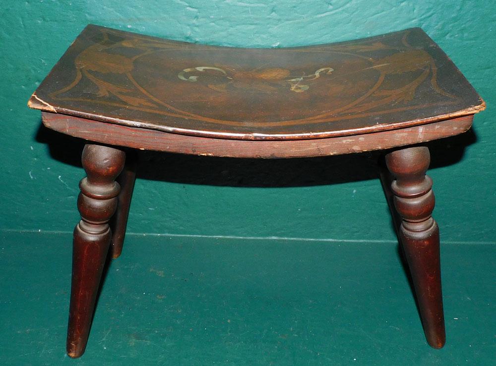 Antique Painted Walnut Gout Stool (1 of 3)