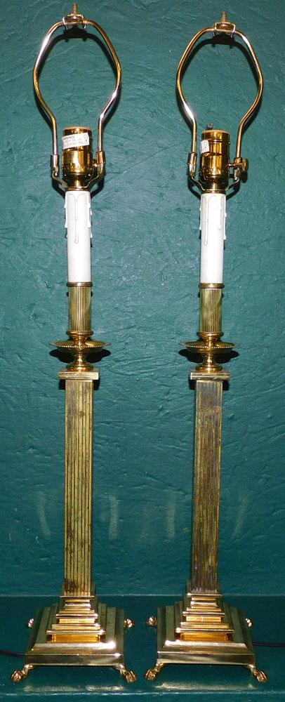 Pair of Brass Column Decorative Lamps (1 of 3)