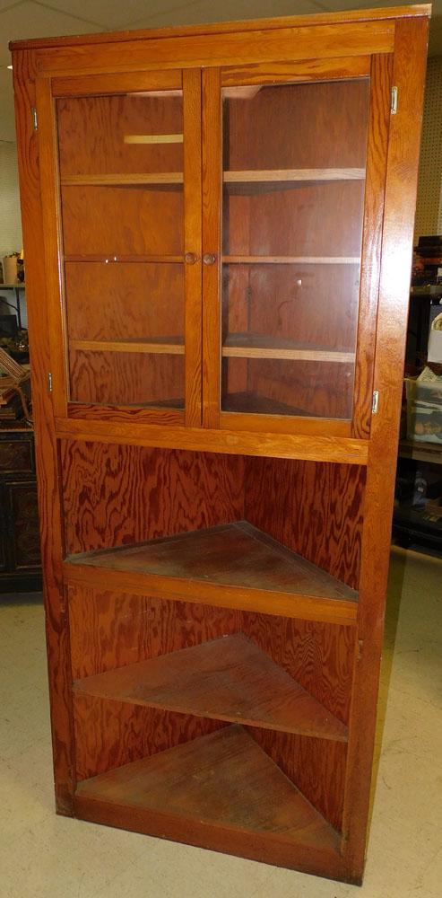Pine Corner Cabinet with Glass Doors (1 of 2)
