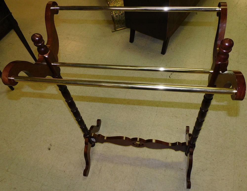 Mahogany & Brass Towel Rack by Powell (1 of 2)