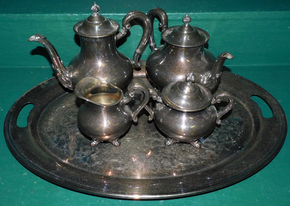 5 Piece Reed & Barton Silverplate Tea Service (1 of 2)