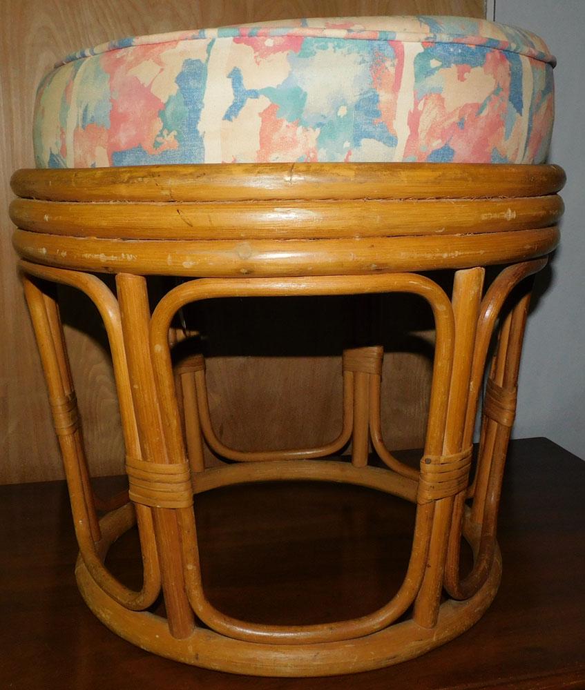Round Rattan Ottoman (1 of 2)