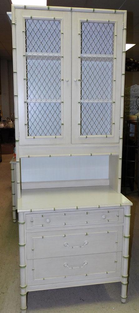 Painted Faux Bamboo Offset Bookcase (1 of 8)