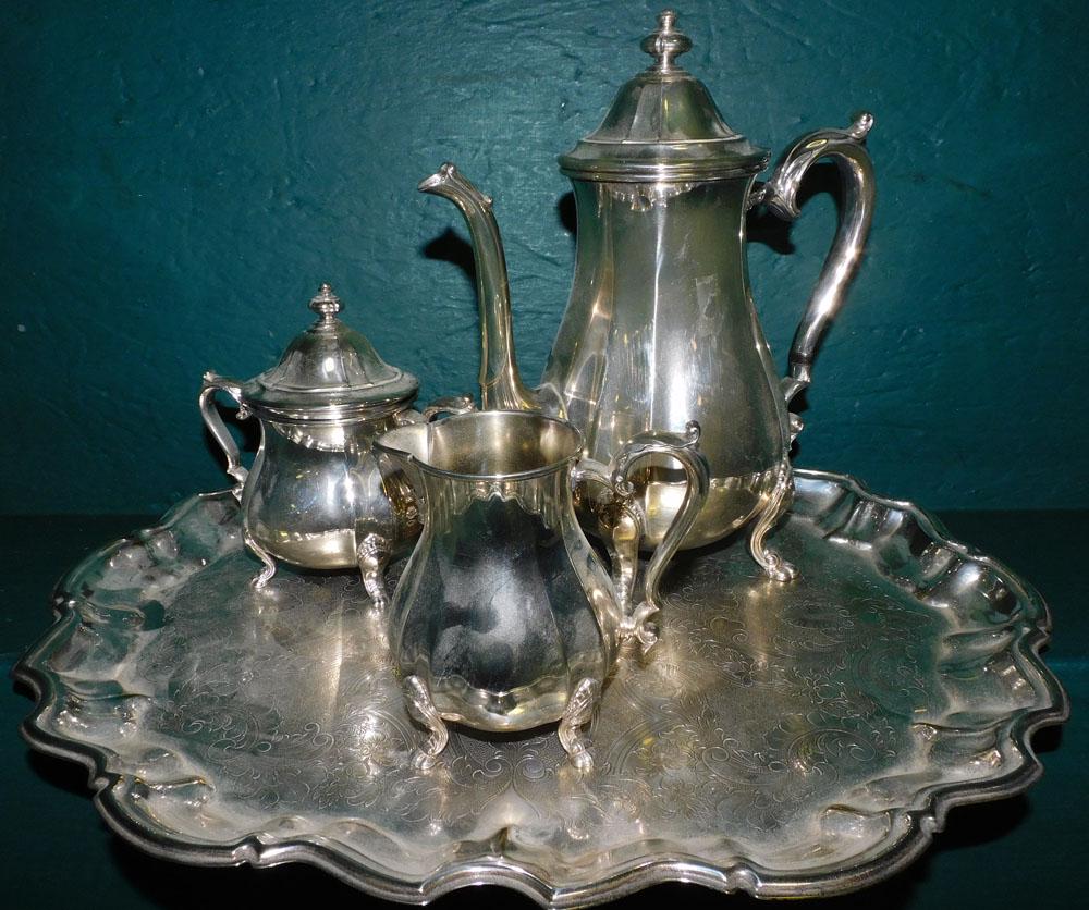 4 Piece Silverplated Tea Service by International Silver Company (1 of 2)