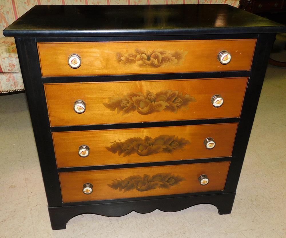 Painted 4 Drawer Hitchcock Chest with Porcelain Eagle Knobs (1 of 5)