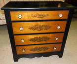 Painted 4 Drawer Hitchcock Chest with Porcelain Eagle Knobs