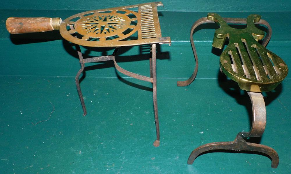 2 Wrought Iron & Brass Trivets, (1 is 19th Century) (1 of 4)