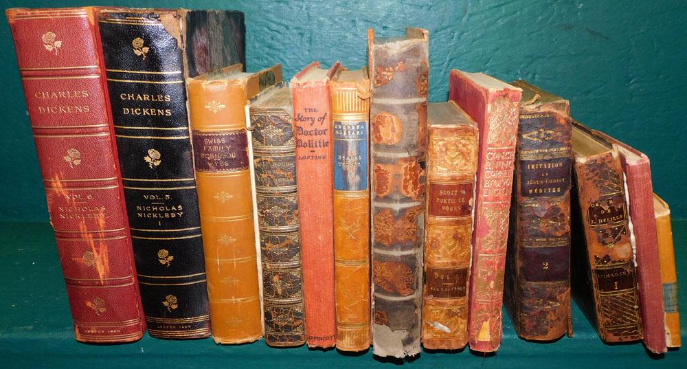 Lot of Antique Leather Bound Books, (As Is) (1 of 7)