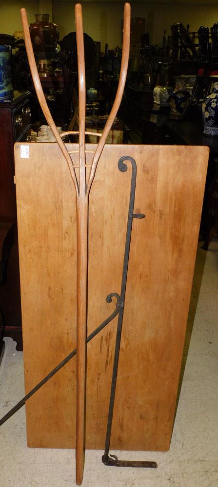 Primitive Hay Fork & Hand Forged Iron Bracket (1 of 4)