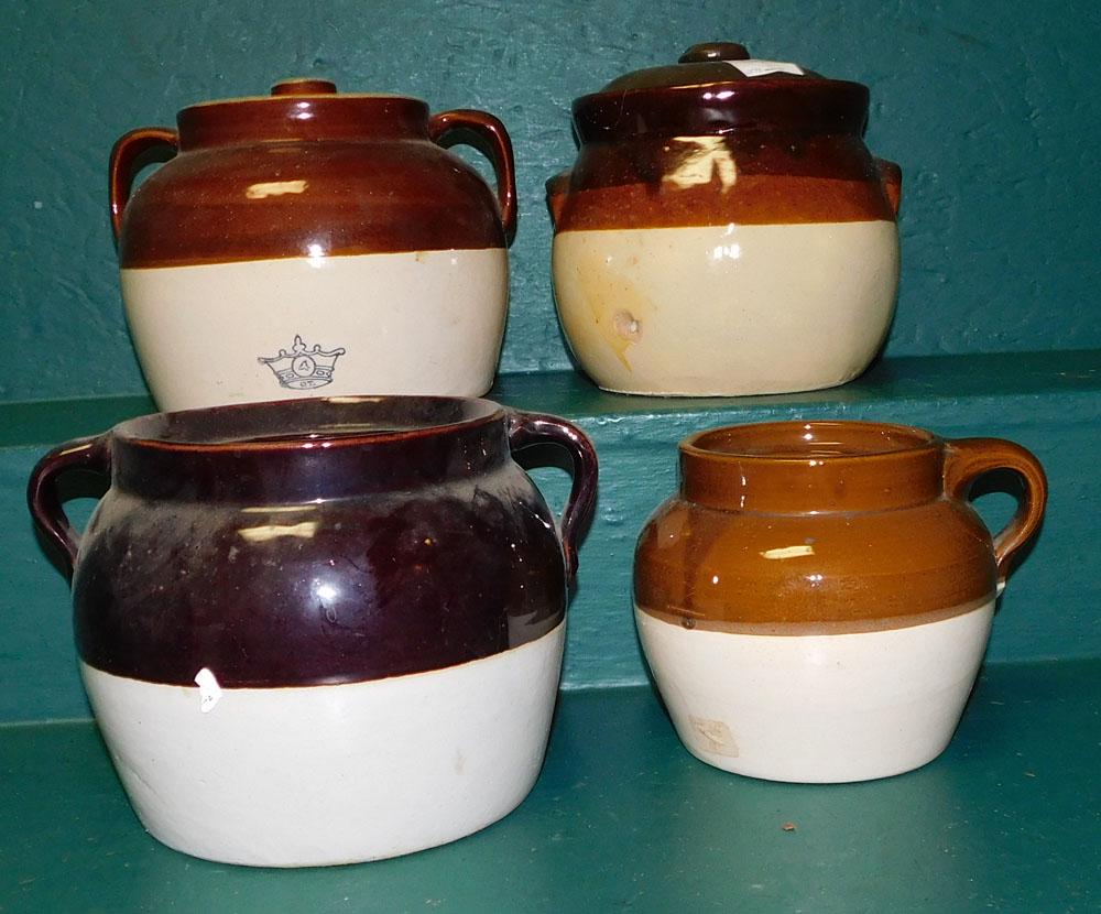 4 Stoneware Bean Pots (1 of 3)