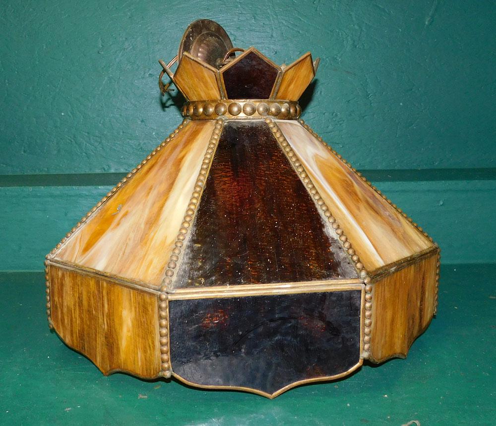 Slag Glass Hanging Light Fixture (1 of 2)