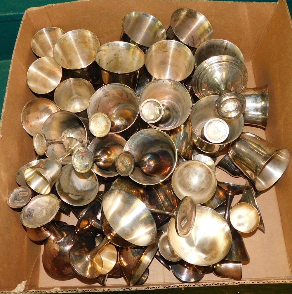 Lot of Silverplate Wines, Water Glasses, & Cocktails (1 of 3)