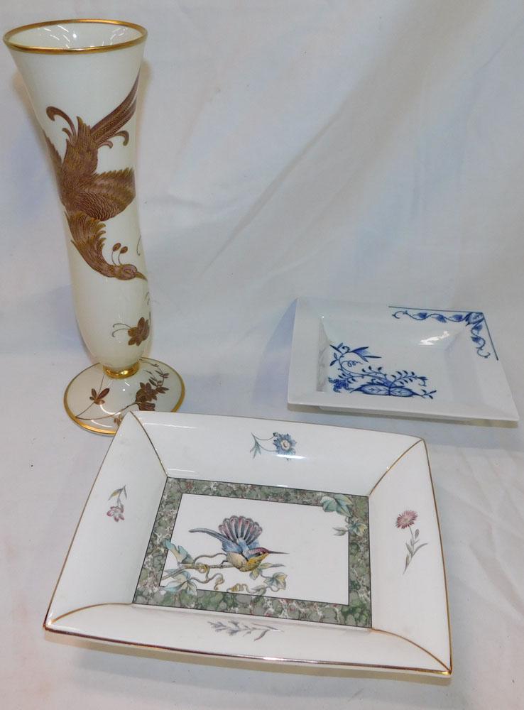 Porcelain Wedgwood Tray, Meissen Bowl, & Rosenthal Vase (1 of 5)
