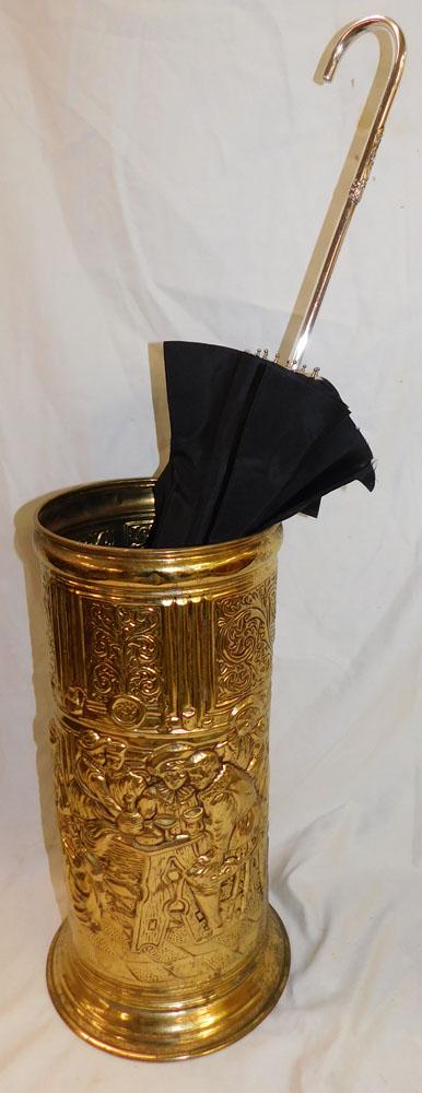 Brass Embossed Umbrella Stand & Umbrella (1 of 7)