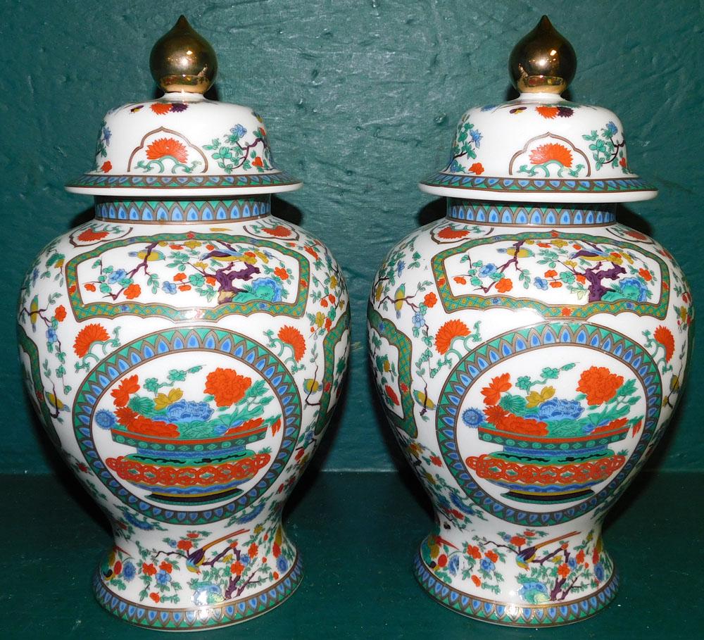Pair Oriental Porcelain Covered Urns (1 of 8)