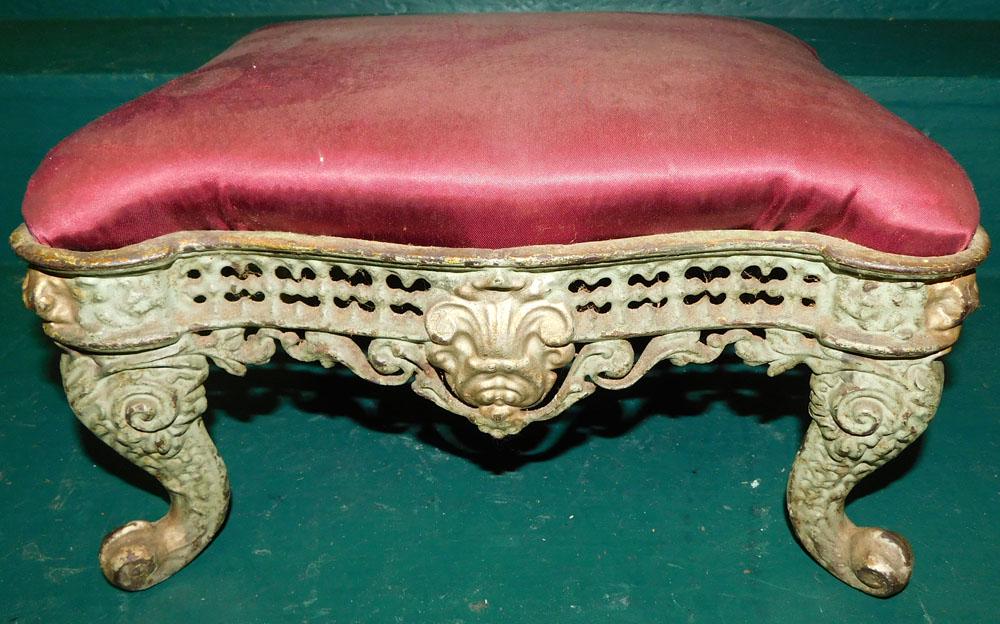 Cast Iron Upholstered Top Foot Stool (1 of 4)