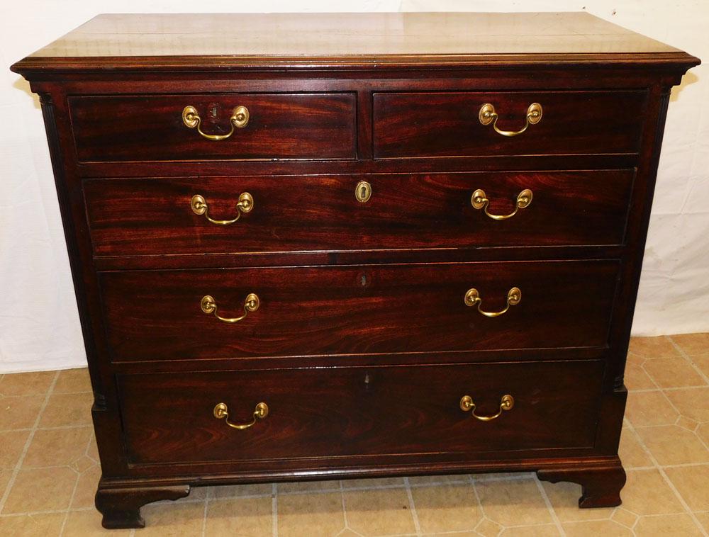 19th C Mahogany 2/3 Drawer English Chest W/ Heart Pine Interior (1 of 10)