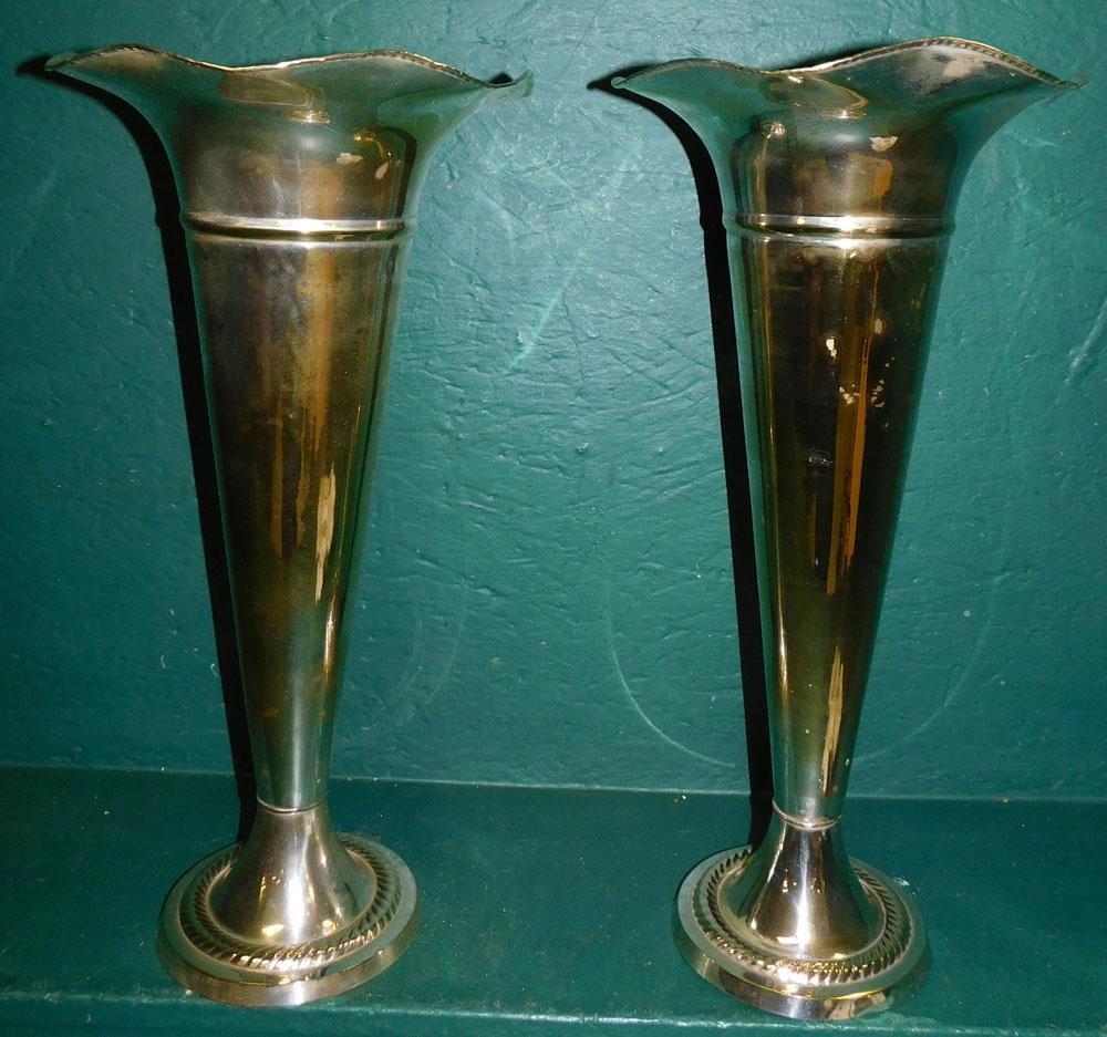 Pair of Silverplated Trumpet Vases (1 of 5)