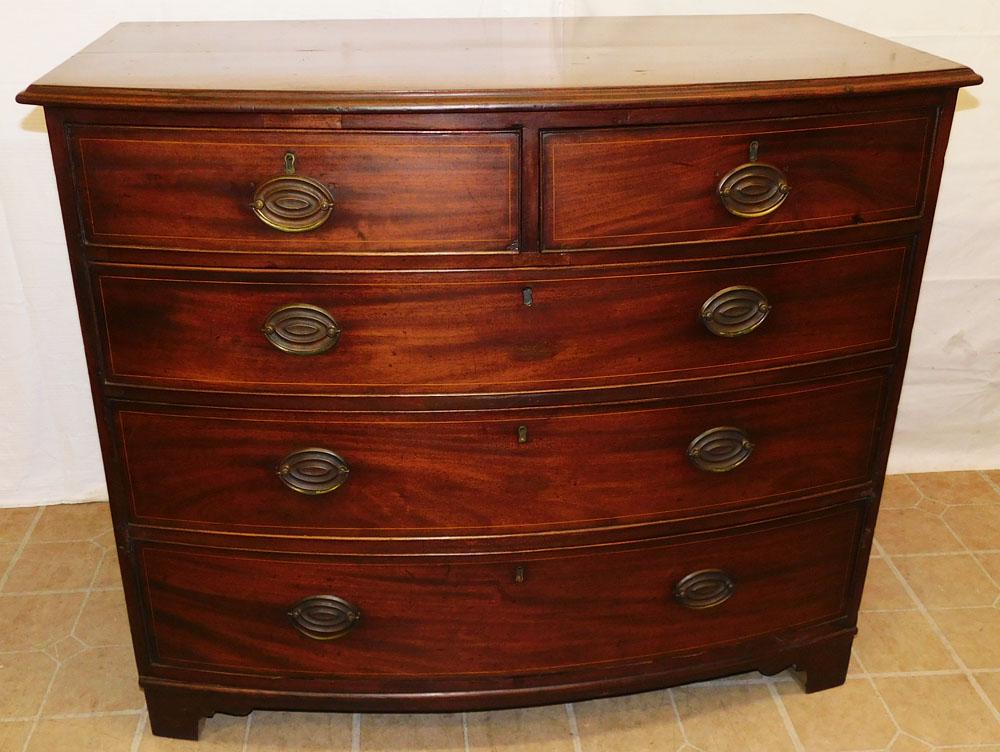 19th C Bowfront Mahogany 2/3 Drawer Chest (1 of 7)