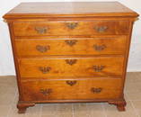 18th C New England Walnut 4 Drawer Chest