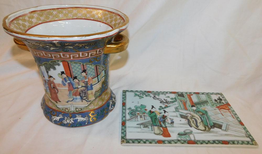 Oriental Porcelain Tile by Mottahedeh & Oriental Porcelain Vase (1 of 6)