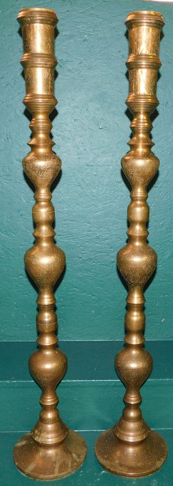 Pair of Tall Brass Candlesticks (1 of 2)