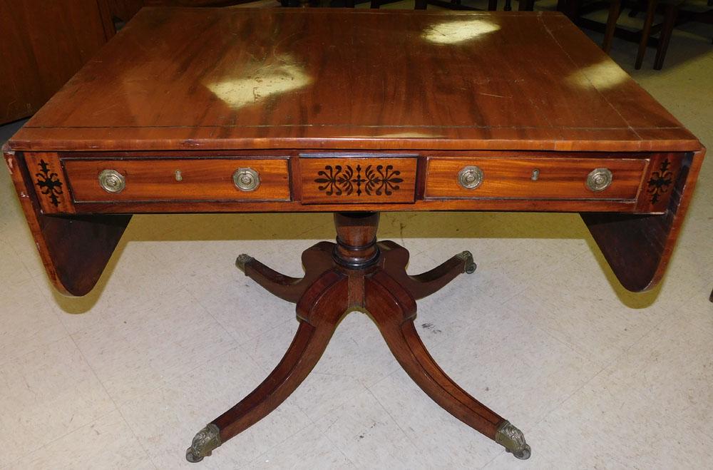 19th C Mahogany Drop-Leaf Pedestal Table (1 of 5)