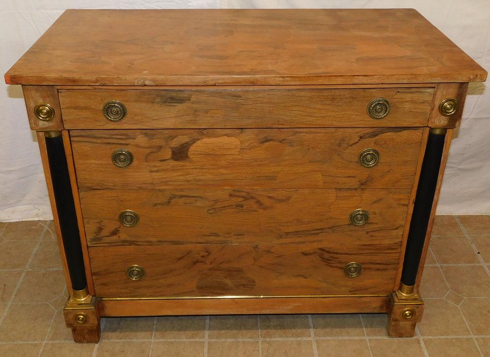 French Empire Style Olive Wood 4 Drawer Chest (1 of 6)