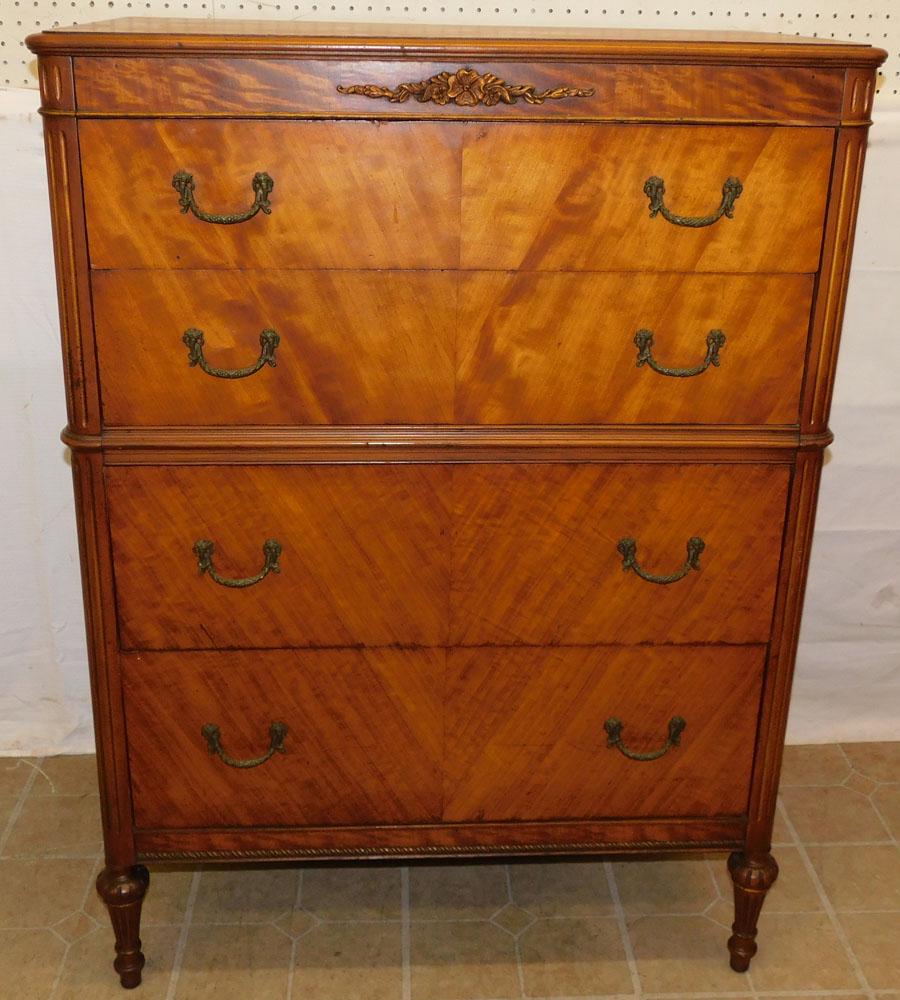 French Style Walnut 4 Drawer Chest (1 of 4)