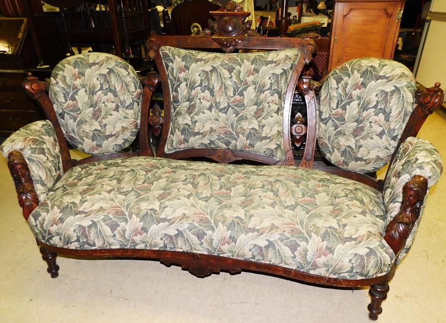 Victorian Walnut Carved Jelliff Sofa (1 of 7)
