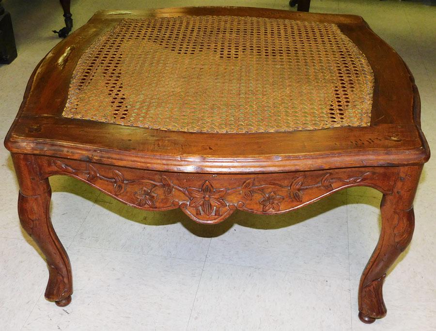 Antique French Walnut Carved Cane Top Tea Table (1 of 4)