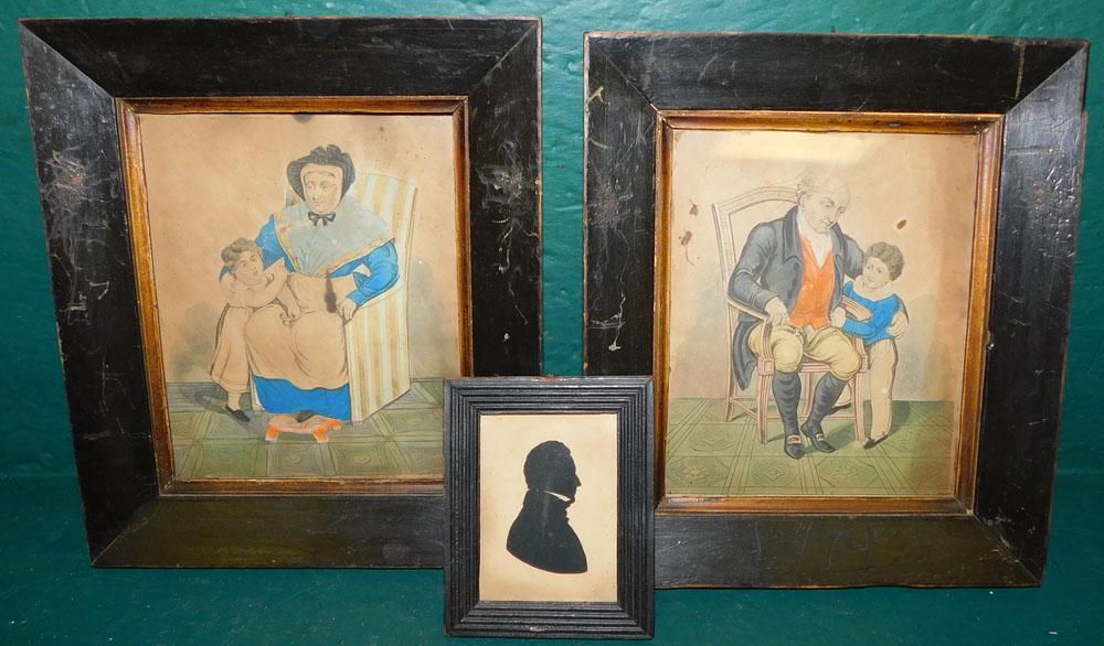 Two 19th C Colored Engravings & 1 Silhouette (1 of 5)