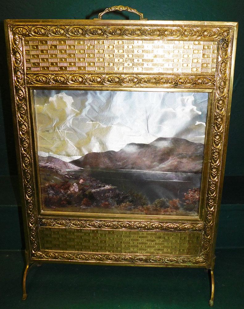 Brass Fire Screen: Brass Fire Screen. 18 3/4" W 26" H